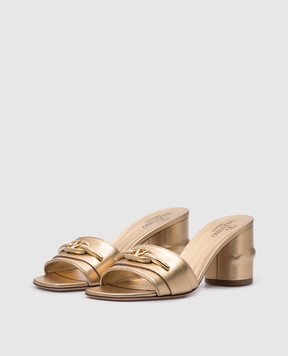 Valentino Золотисті шкіряні мюлі VLOGO 4W0S0JB9SVW