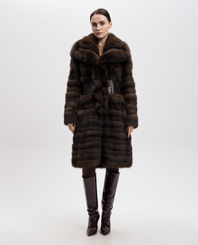 Roberto Cavalli Коричневая шуба из меха соболя с кожей крокодила COATFURz