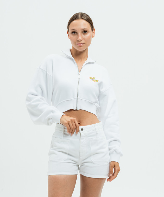 Off White Veste de sport courte blanche avec logo imprime OWBE006F24FLE001 acheter en ligne chez Symbol