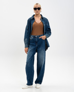 Twinset Синя джинсова сорочка з розрізами 252AP2420