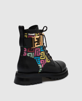 Balmain Черные комбинированные ботинки Charlie с логотипом DN1TC961TVCI