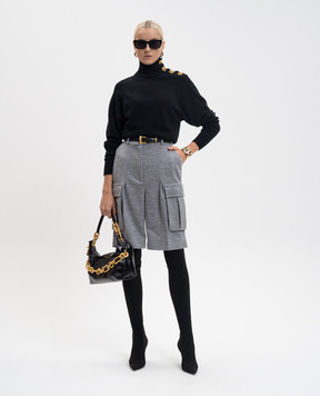 Balmain Серые меланжевые бермуды с шерстью FF0PA355JL17