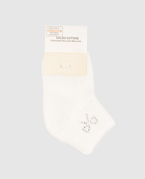 RiminiVeste Дитячі білі шкарпетки Coccoli з кристалами у вигляді бантика LOLLO3FS