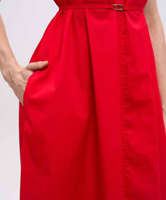 Twinset Червона сукня міді з логотипом 251TT2221 зображення 5