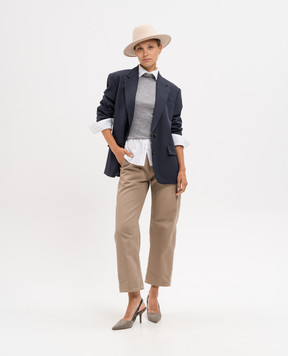 Brunello Cucinelli Серый топ из шерсти с цепочкой мониль MP998FH804
