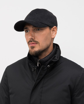 Bertolo Cashmere Серая кепка из кашемира с эмблемой 000301002287