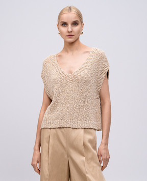 Twinset Бежевый жилет с люрексом 251TT3383