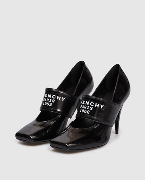 Givenchy Чорні шкіряні лаковані туфлі з логотипом BE404JE2F6