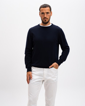 Cashmere&Whiskey Синий джемпер из шерсти 92392