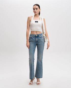 Balmain Голубые джинсы клеш с эффектом потертости EF1MJ130DF24