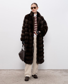 Brunello Cucinelli Бордовий джемпер з кашеміру в смужку M12205920P