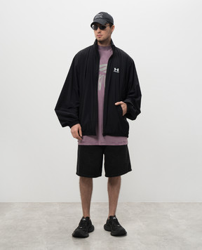 Balenciaga Черная спортивная куртка Winbreaker с логотипом 814127TQO35