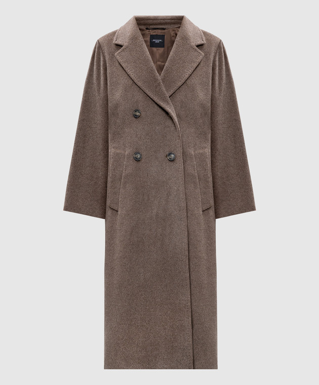Max Mara Weekend - Коричневое двубортное пальто ZUFOLO с шерстью