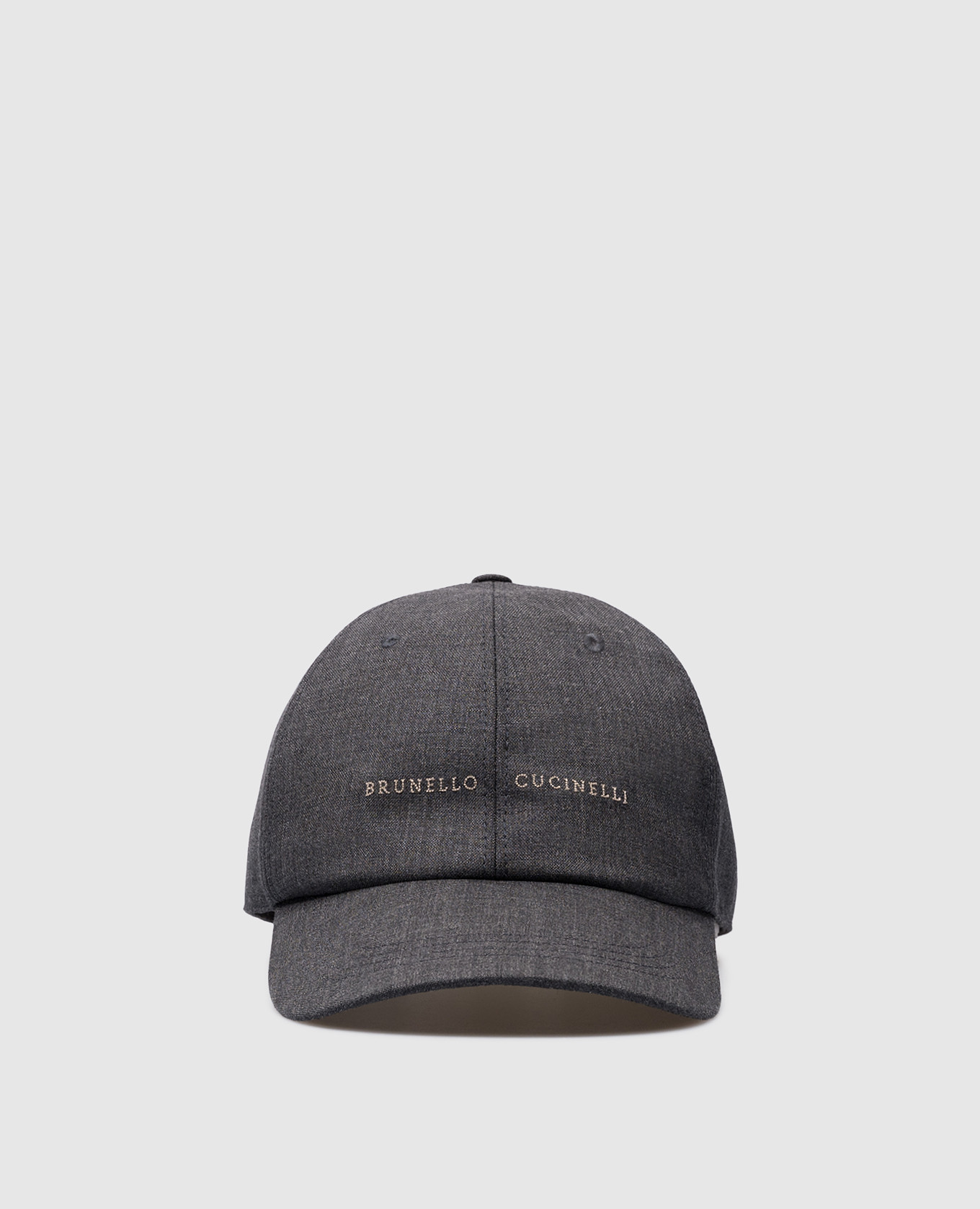 Gray wool cap with logo embroidery