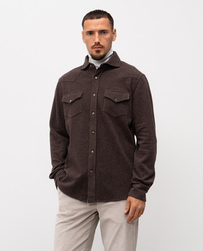 Brunello Cucinelli Коричнева сорочка з кашеміром MM840KC01