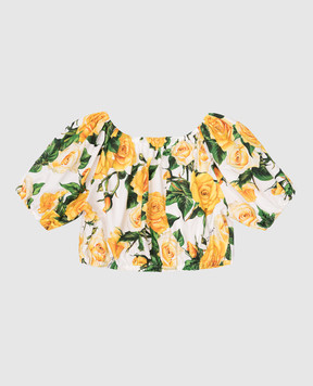 Dolce&Gabbana Дитячий білий топ в принт Rose L55S88HS5QR56