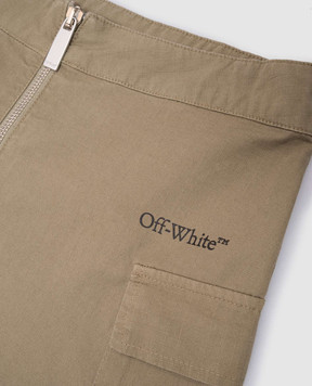 Off-White Юбка детская мини цвета хаки с принтом Arrow OGCC027S25FAB001