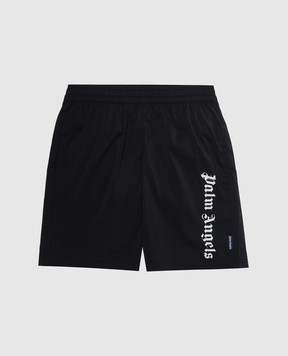 Palm Angels Детские черные шорты для плавания с логотипом PBFD003C99FAB001412