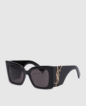 Saint Laurent Чорні сонцезахисні окуляри з металевою монограмою логотипа SLM119BLAZE