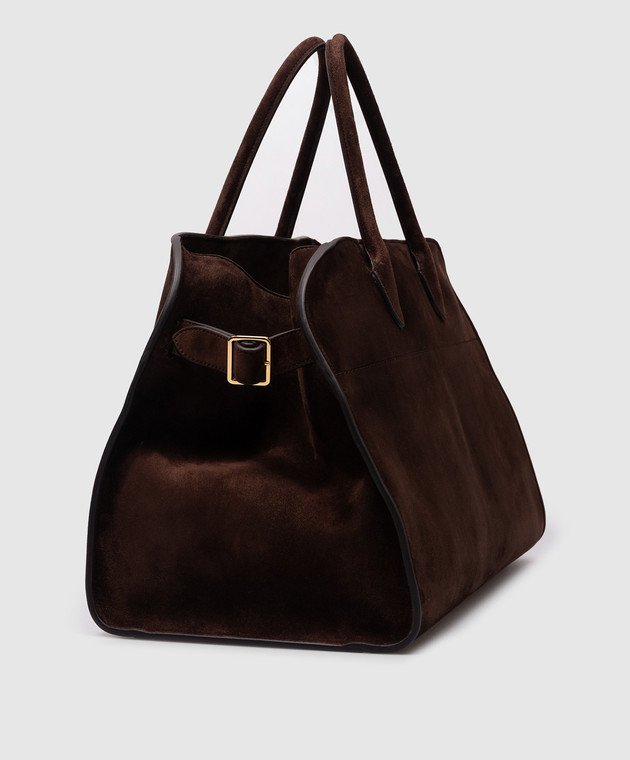 The Row Коричневая замшевая сумка Margaux 15 W1255L25 изображение 3