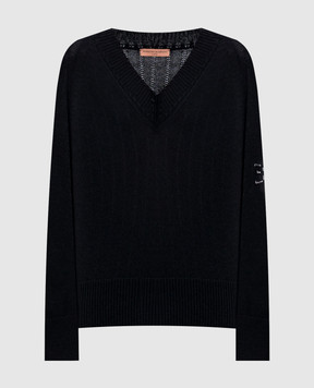 Ermanno Scervino Черный пуловер с шерстью мериноса и кашемиром с логотипом D454M511CTLGNQL