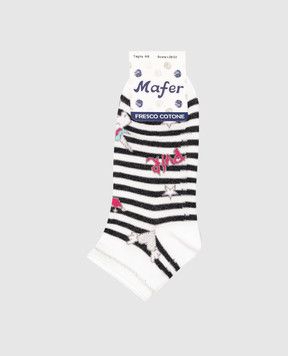 RiminiVeste Дитячі білі шкарпетки Mafer в смужку з візерунком RFC7671