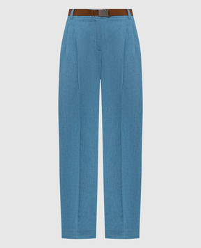Max Mara Голубые брюки SIAMESE из льна SIAMESE