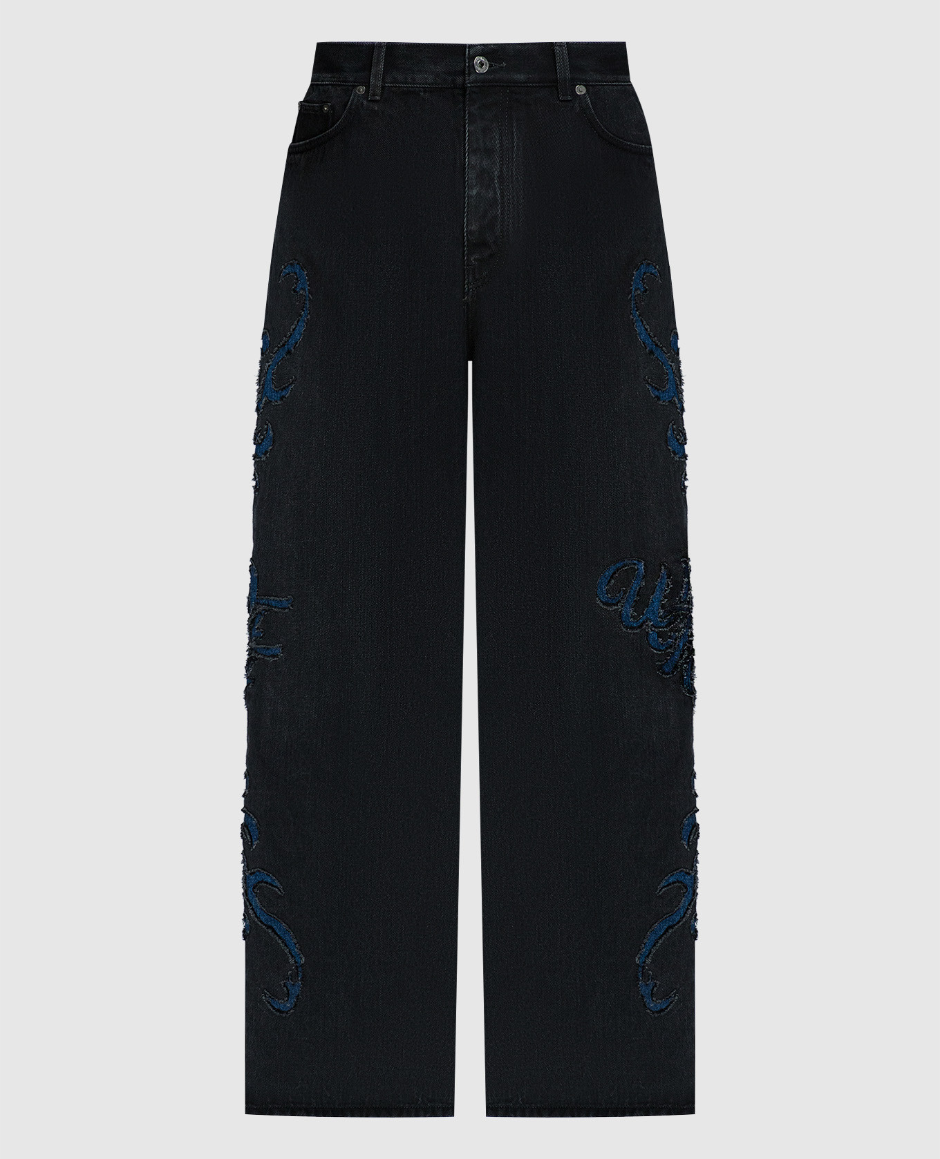 

Черные джинсы с логотипом, Черный, Широкие джинсы