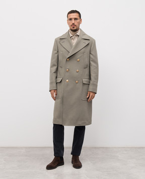 Brunello Cucinelli Зелене двобортне пальто з вовни MY4969139G