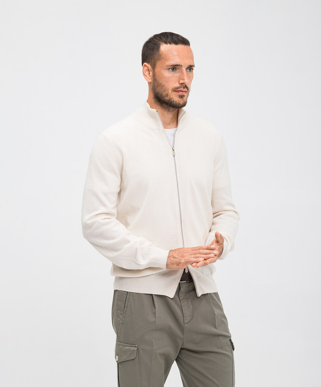 Brunello Cucinelli Білий кардиган з кашеміру M2200106 зображення 3