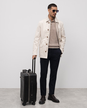 Brunello Cucinelli Бежевое поло с леном в тканом узоре. M2L707605