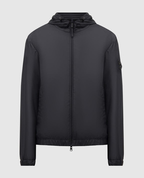 Moncler Чорна вітровка зі шкіряною нашивкою логотипа K10911A00161597X2