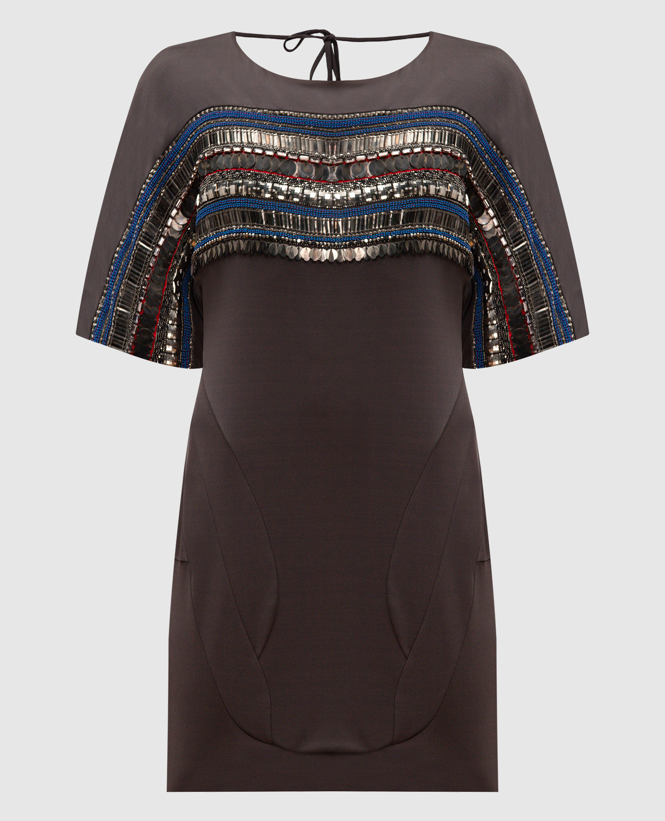 

Коричневое платье с аппликацией, Коричневый, Коктейльные платья