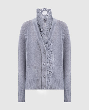 Ermanno Scervino Серый кардиган из кашемира с кружевом D475N304APKFX