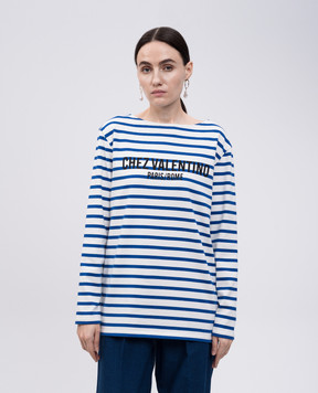 Valentino Белый лонгслив в полоску с принтом логотипа Chez Valentino 6B3MG24C962