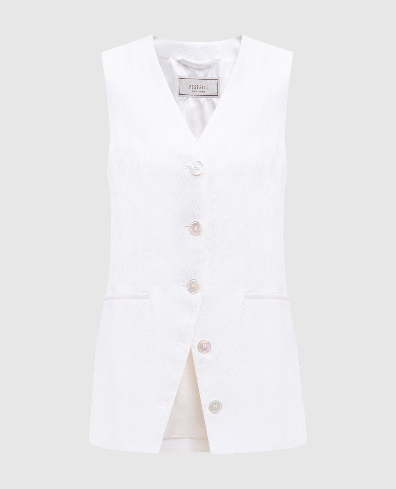 

Белый жилет с леном с брендовым патчем, Костюмные