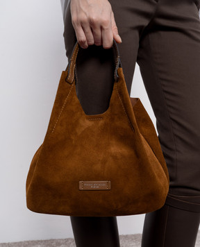 Gianni Chiarini Коричнева замшева сумка-тоут Dua BS9779CMPL