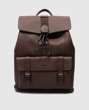 GIUDI Коричневый кожаный рюкзак с логотипом 12423VR