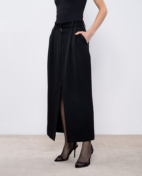 Dolce&Gabbana Черная юбка из шерсти и шелка с лампасами. F4CZ8TFU21E
