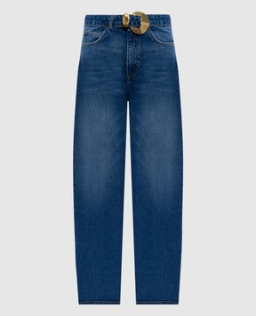 Twinset Синие джинсы-бананы с эффектом потертости 252TP2570