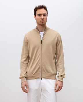 Canali Бежевый кардиган на молнии MK00145C0022