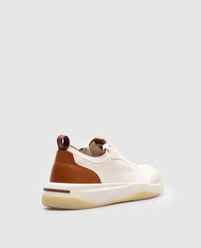 Loro Piana Белые комбинированные кроссовки с логотипом FAO3862