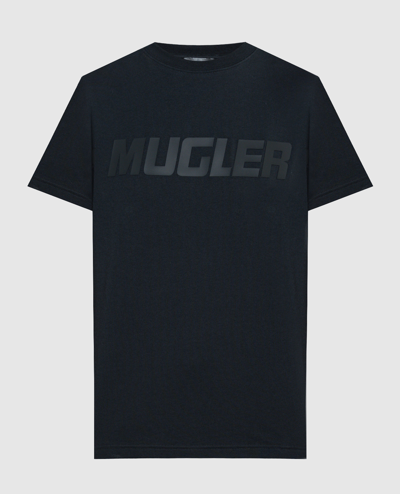 Black t-shirt with textured logo print