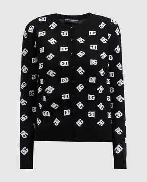 Dolce&Gabbana Черный кардиган с жаккардовым узором логотипа монограммы. FXV09TJAIK3