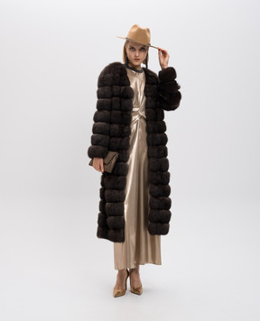 Real Furs House Коричнева шуба з хутра соболя SBR596DARKSILV2