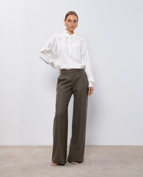 Ermanno Scervino Белая блуза из шелка с цветочной аппликацией. D452K745OEL