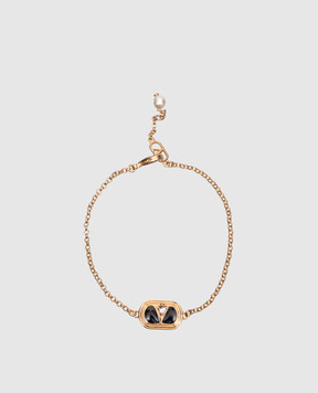 Valentino Золотистий браслет з перлиною Swarovski з металевою емблемою логотипа Vlogo 6W2J0X89NBS