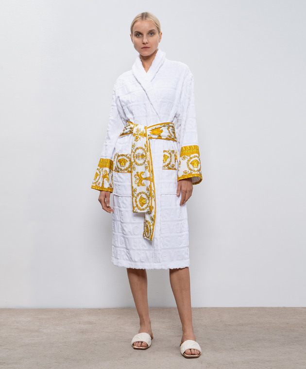 Versace Белый халат в узор Versace Allover с принтом Barocco ZACJ00008ZCOSP052 изображение 2