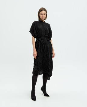 Balenciaga Черное платье из шелка с эффектом жатки 794840TQN11