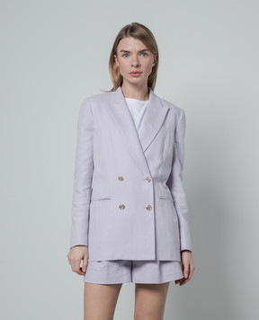 Twinset Фіолетовий двобортний жакет з льоном з металевим логотипом 241TP2560